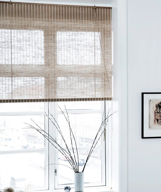 Color & Co brown plant striped rolgordijn