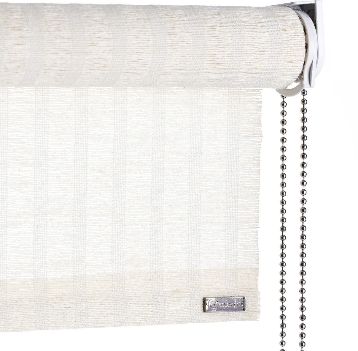 Color & Co white plant striped rolgordijn