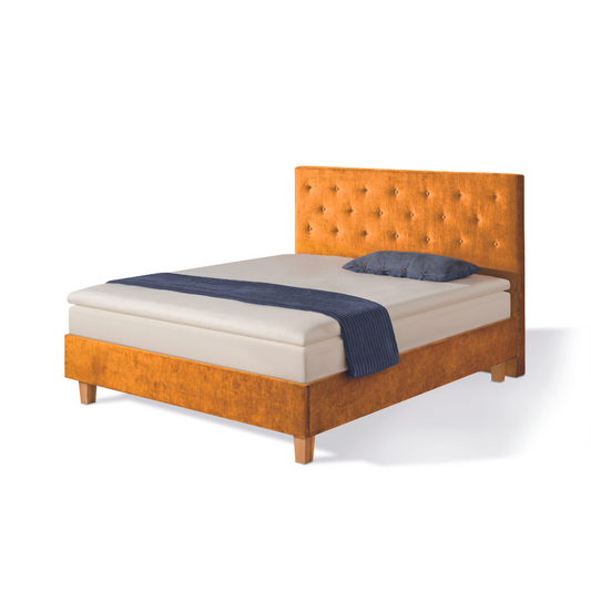 Dormiente gestoffeerd bedombouw Clia 2 met hoog hoofdbord