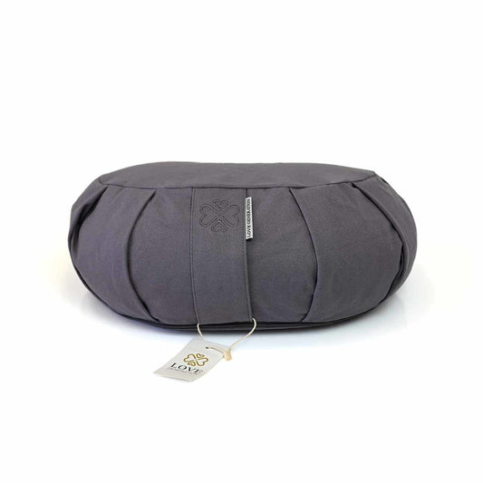 halve maan meditatiekussen katoen warm grijs