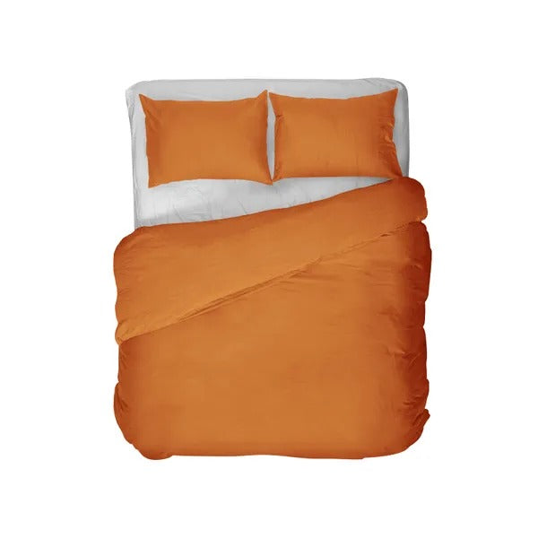 kayori tencel dekbedovertrek kiyo kleur terracotta bovenaanzicht