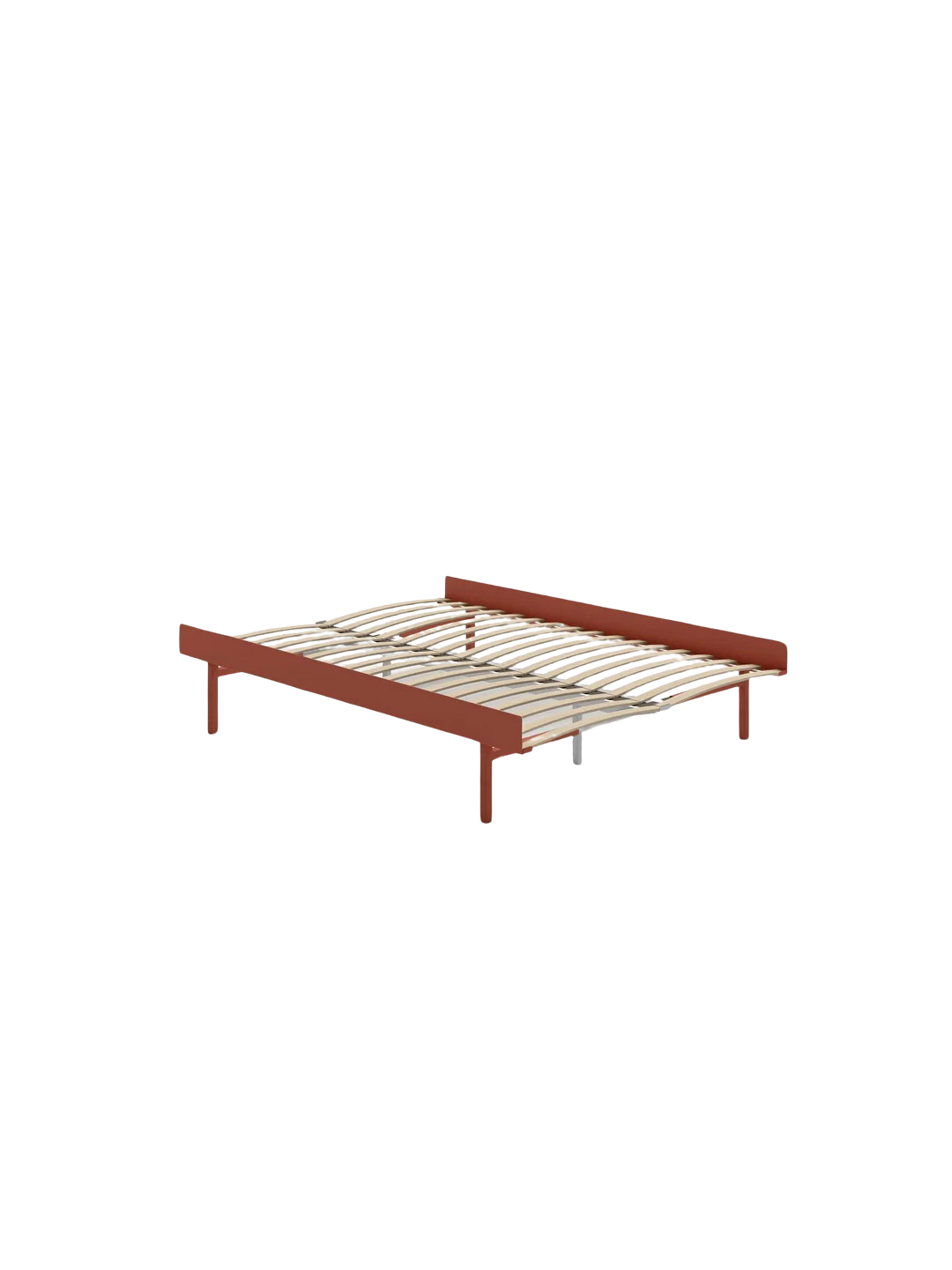 moebe bed hoog in kleur terracotta met lattenbodem 140
