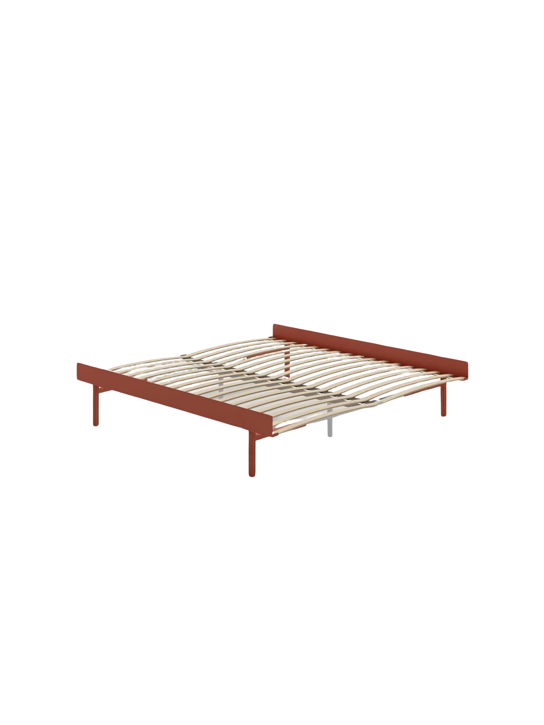 moebe bed hoog in kleur terracotta met lattenbodem 180