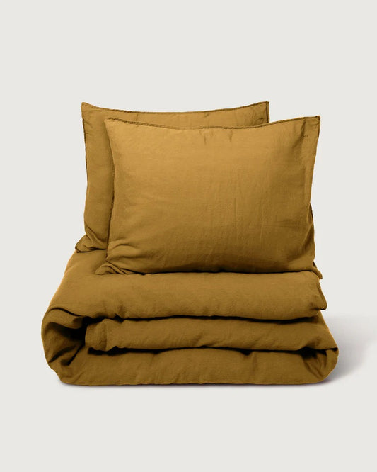 suite702 dekbedovertrekset linnen-katoen kleur khaki gold
