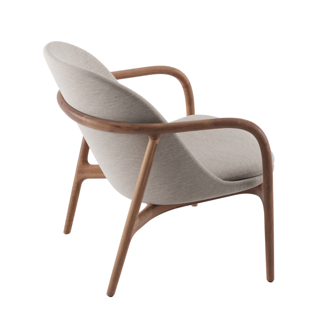 artisan fauteuil neva lounge trimmed massief hout achterzijde