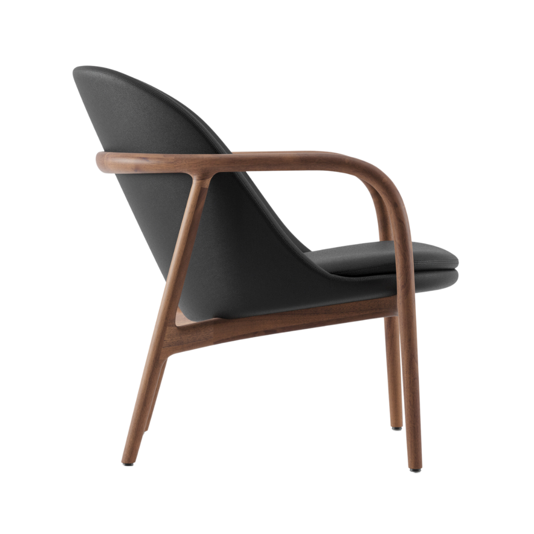 artisan fauteuil neva lounge trimmed massief hout zijaanzicht