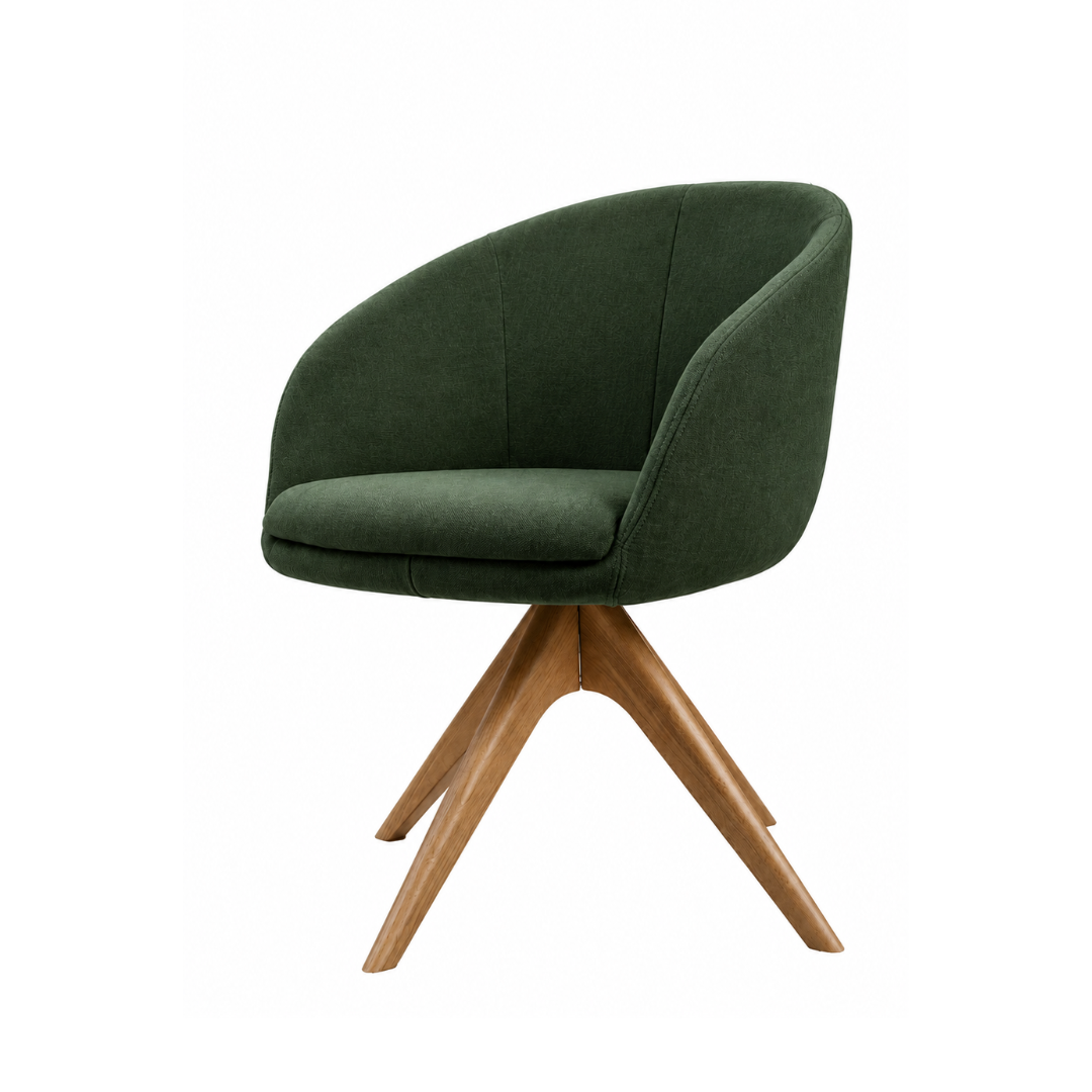 groene eetkamerstoel Enora met draaipoot Van Binnen Green Label 
