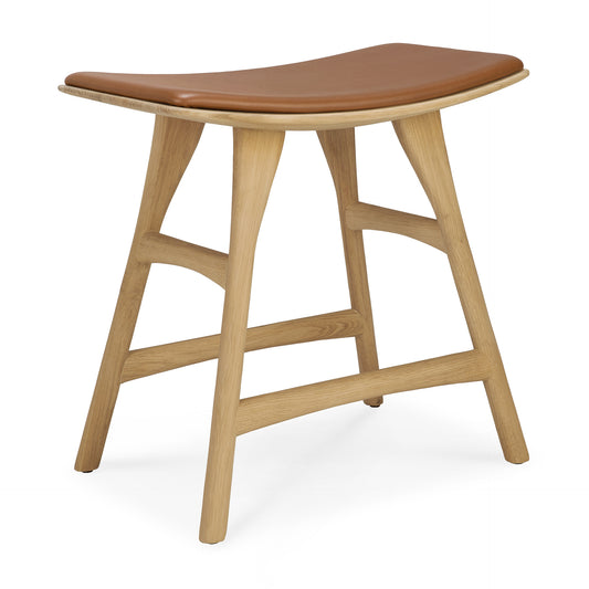 ethnicraft 53047 osso eettafel kruk eiken congac leren zitting