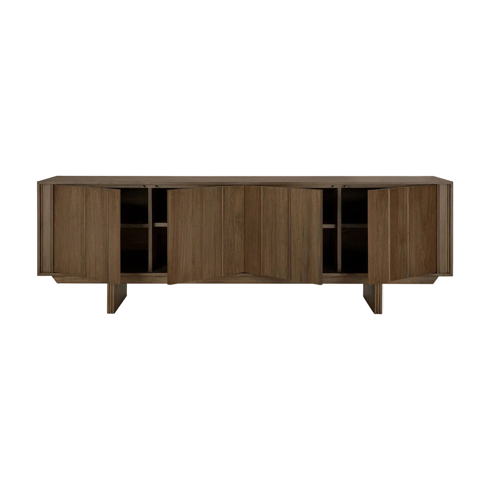 ethnicraft dressoir pillar teak wild bruin 4 deuren open