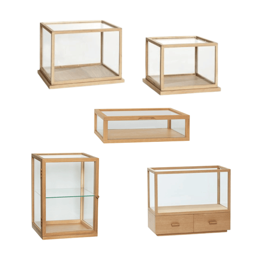Hübsch display boxen eiken/glas