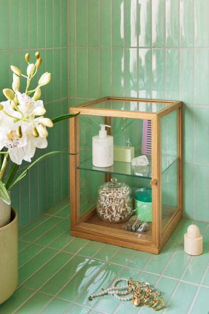 Hübsch display boxen eiken/glas