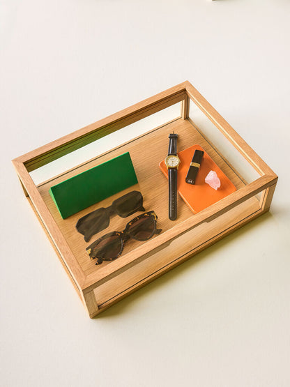 Hübsch display boxen eiken/glas