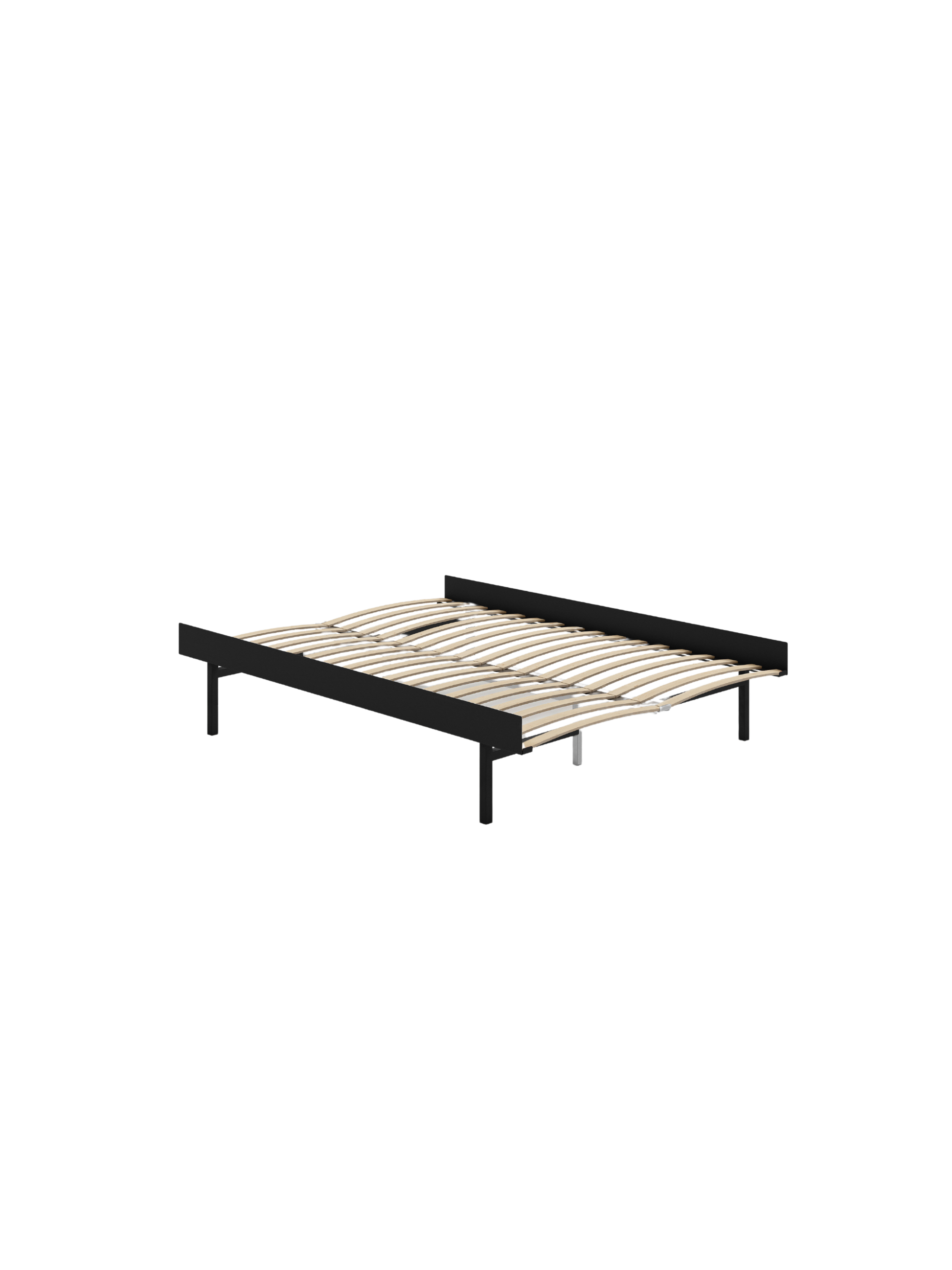 moebe bed hoog in kleur zwart met lattenbodem 140