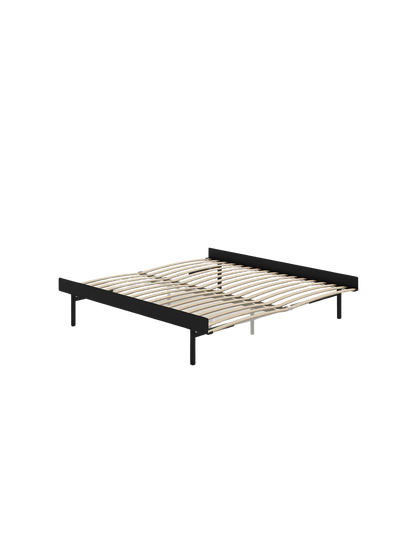 moebe bed hoog in kleur zwart met lattenbodem 180