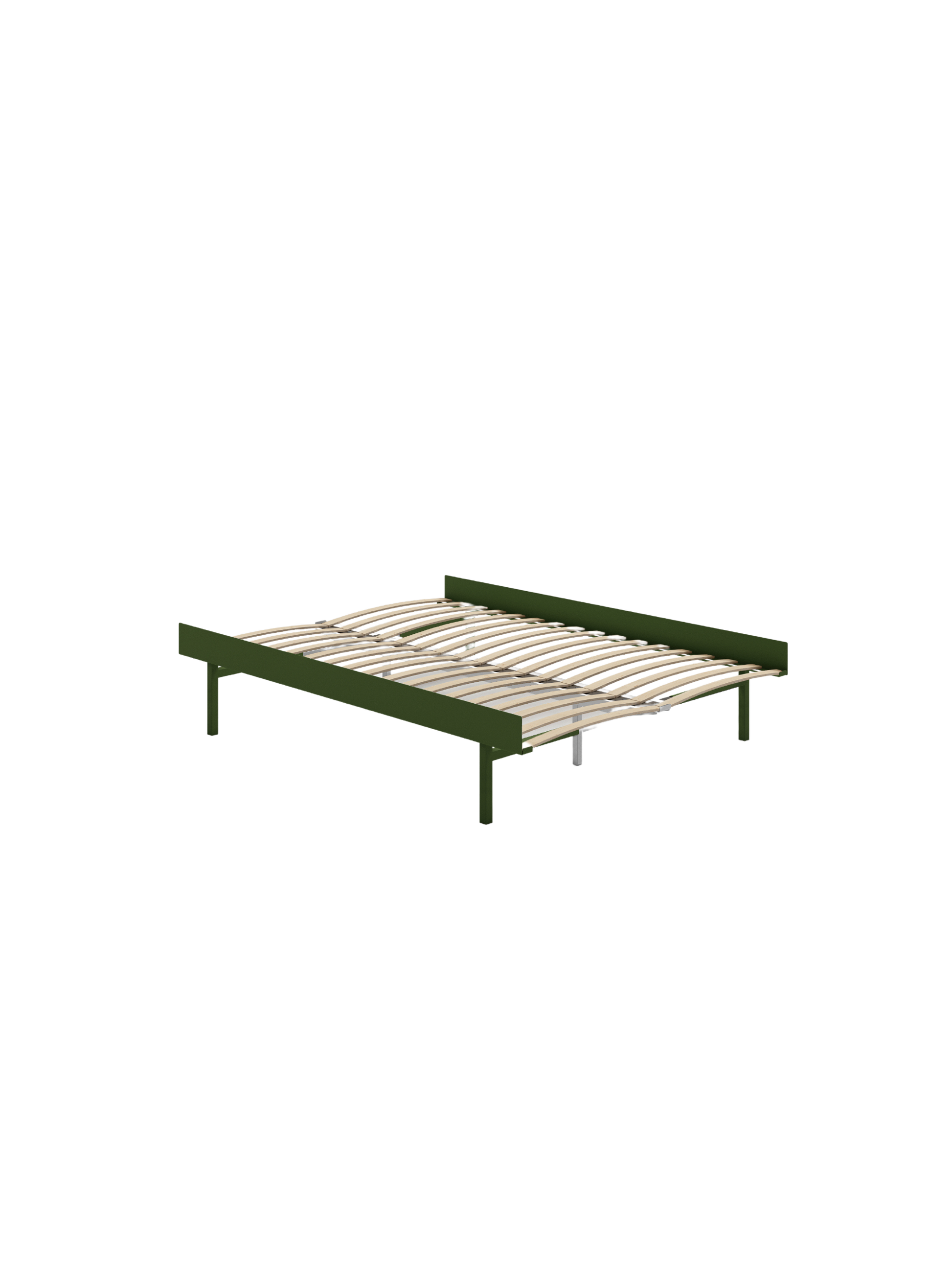 moebe bed hoog in kleur pine green met lattenbodem 140