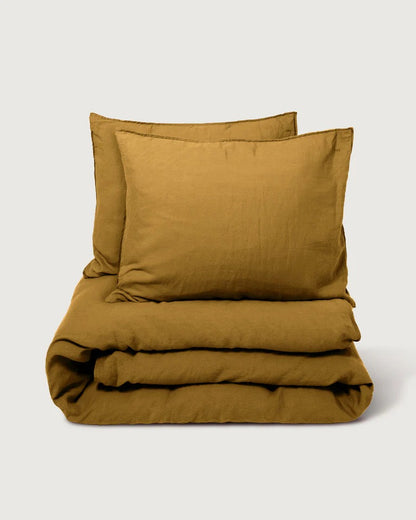 suite702 dekbedovertrekset linnen-katoen kleur khaki gold