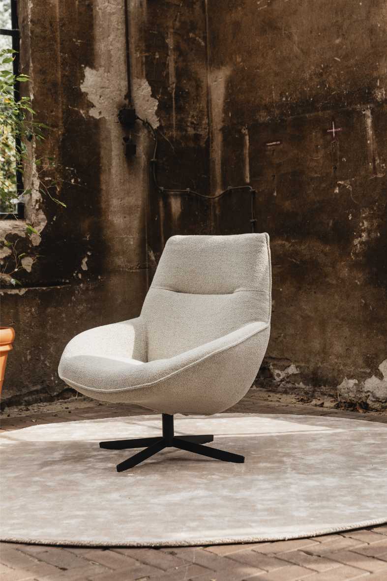 Van Binnen greenlabel draaifauteuil Maaike beige met kruispoot