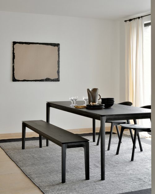 51538_Oak_Bok_black_bench_51507_Oak_Bok_black_dining_table_51491_Oak_Bok_black_chair_21720_Black_Dots_kilim_rug_2_WEB